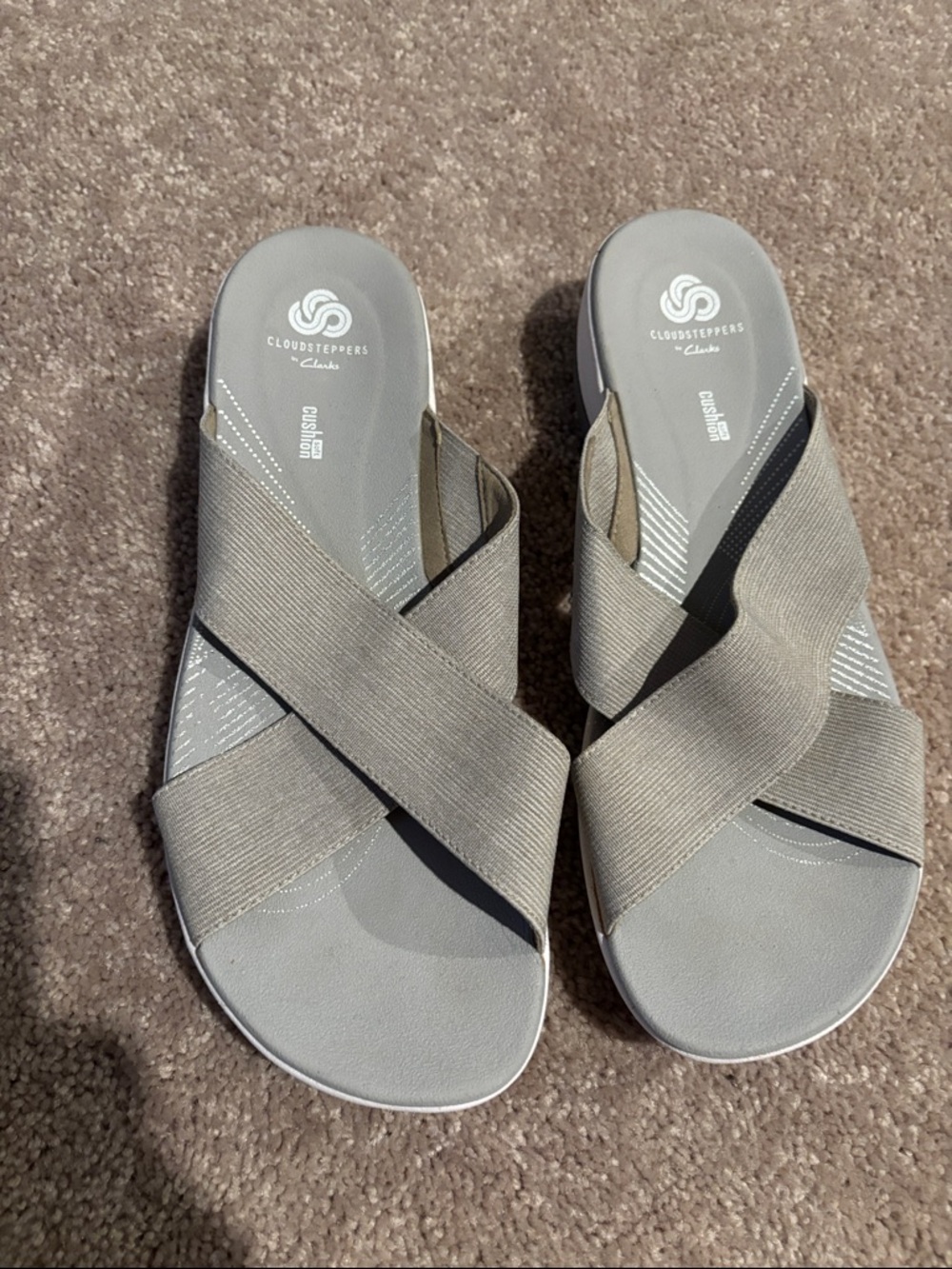 Cloudsteppers by Clarks Women's Gray Crisscross Slip-On Mules